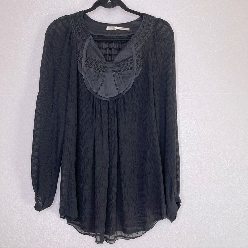 𝅺leon Max Silk Texture Tunic Blouse Black S